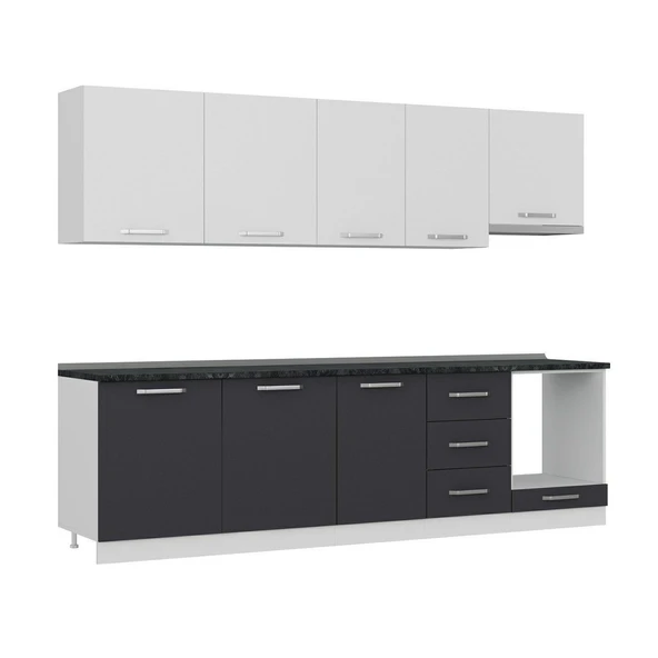 Minar 280 Cm Mutfak Dolabı Beyaz Antrasit 280-A5 - Resim 3