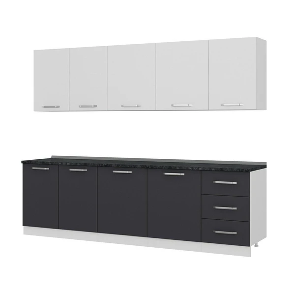 Minar 270 Cm Mutfak Dolabı Beyaz Antrasit 270-A2 - Resim 4