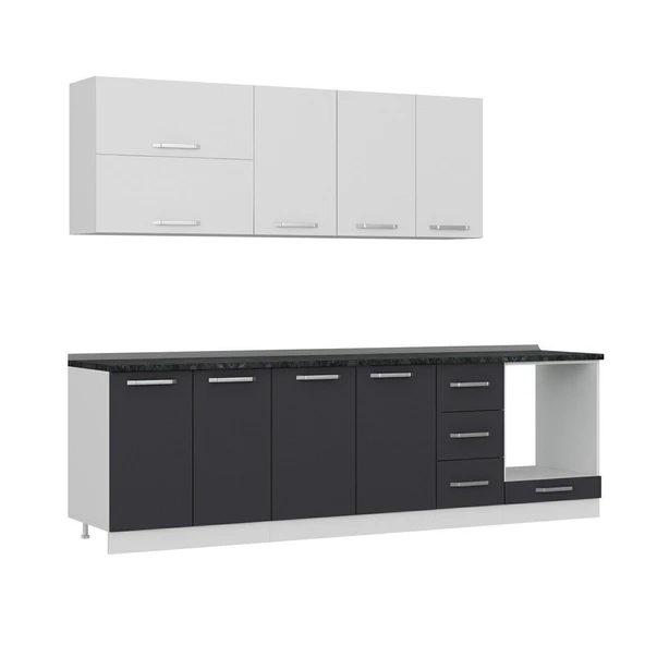 Minar 270 Cm Mutfak Dolabı Beyaz Antrasit 270-A6 - Resim 3