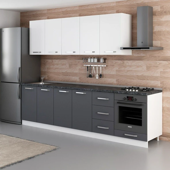 Minar 285 Cm Mutfak Dolabı Beyaz Antrasit 285-A6 - 5