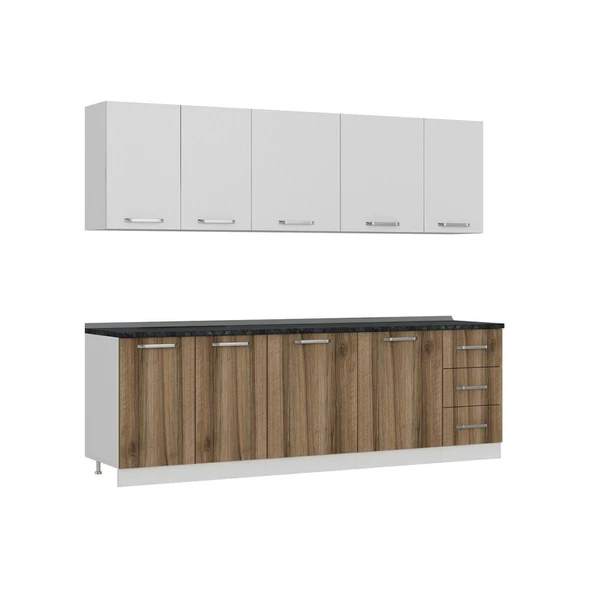 Minar 255 Cm Mutfak Dolabı Beyaz Dore 255-D1 - Resim 3