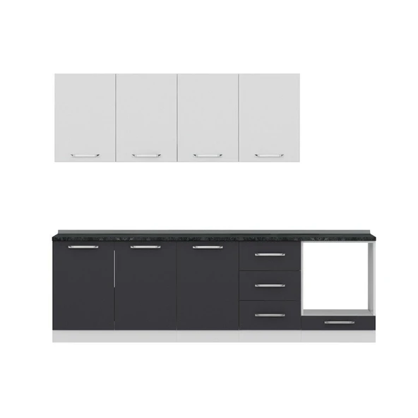 Minar 260 Cm Mutfak Dolabı Beyaz Antrasit 260-A6 - 2