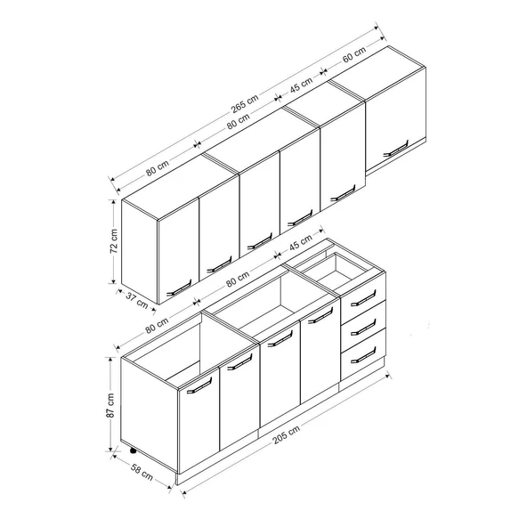 Minar 265 Cm Mutfak Dolabı Beyaz Dore 265-D4 - Resim 8