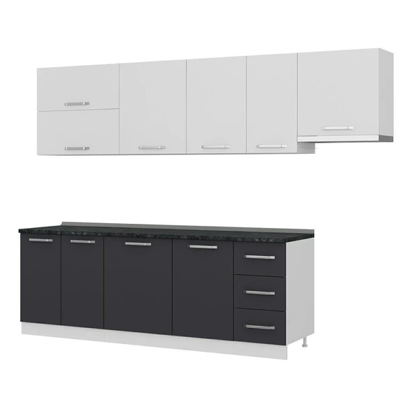 Minar 290 Cm Mutfak Dolabı Beyaz Antrasit 290-A7 - Resim 4