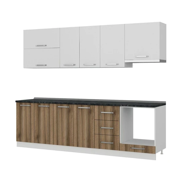 Minar 265 Cm Mutfak Dolabı Beyaz Dore 265-D8 - Resim 4