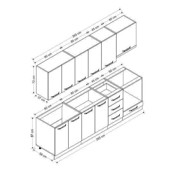 Minar 265 Cm Mutfak Dolabı Beyaz Antrasit 265-A5 - 8