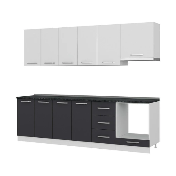 Minar 265 Cm Mutfak Dolabı Beyaz Antrasit 265-A5 - 4