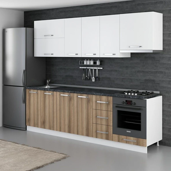 Minar 260 Cm Mutfak Dolabı Beyaz Dore 260-D5 - Resim 5