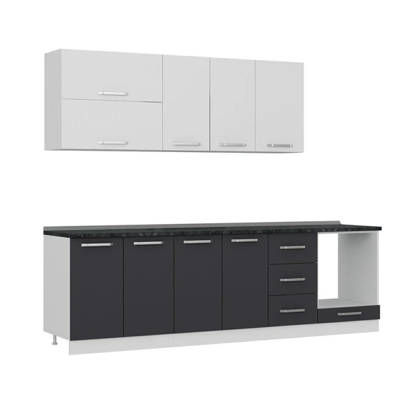 Minar 265 Cm Mutfak Dolabı Beyaz Antrasit 265-A6 - 3