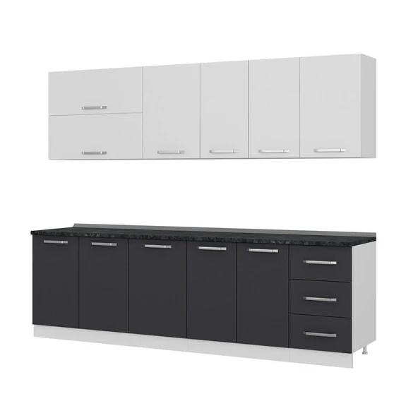 Minar 265 Cm Mutfak Dolabı Beyaz Antrasit 265-A2 - Resim 4