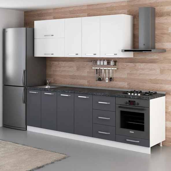 Minar 265 Cm Mutfak Dolabı Beyaz Antrasit 265-A6 - 5