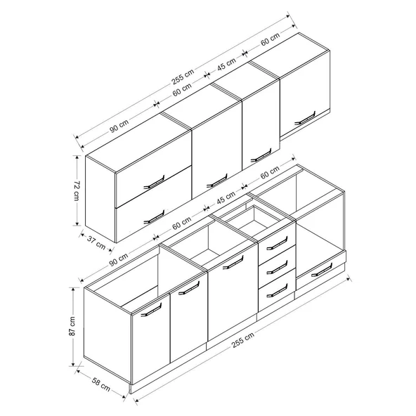 Minar 255 Cm Mutfak Dolabı Beyaz 255-B8 - Resim 8