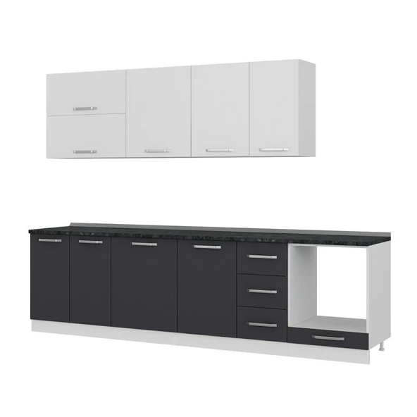 Minar 290 Cm Mutfak Dolabı Beyaz Antrasit 290-A6 - Resim 4