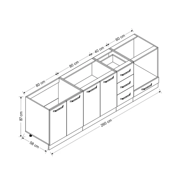 Minar 260 Cm Mutfak Dolabı Beyaz 260-B3 - Resim 8