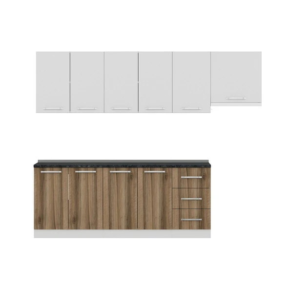 Minar 265 Cm Mutfak Dolabı Beyaz Dore 265-D4 - Resim 2