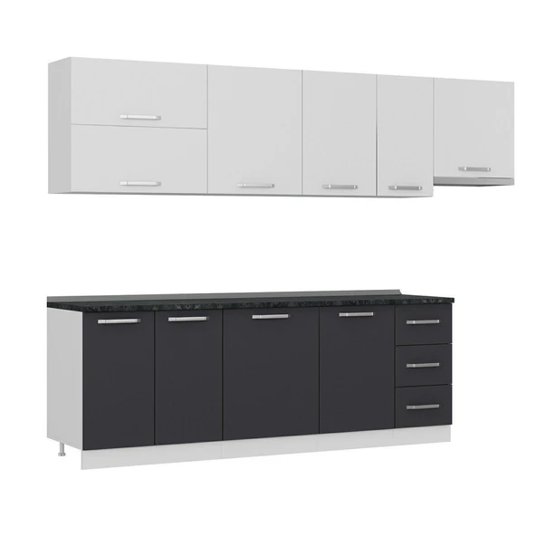 Minar 290 Cm Mutfak Dolabı Beyaz Antrasit 290-A7 - Resim 3