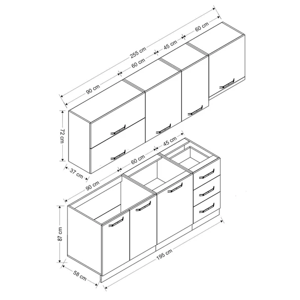 Minar 255 Cm Mutfak Dolabı Beyaz 255-B7 - Resim 8