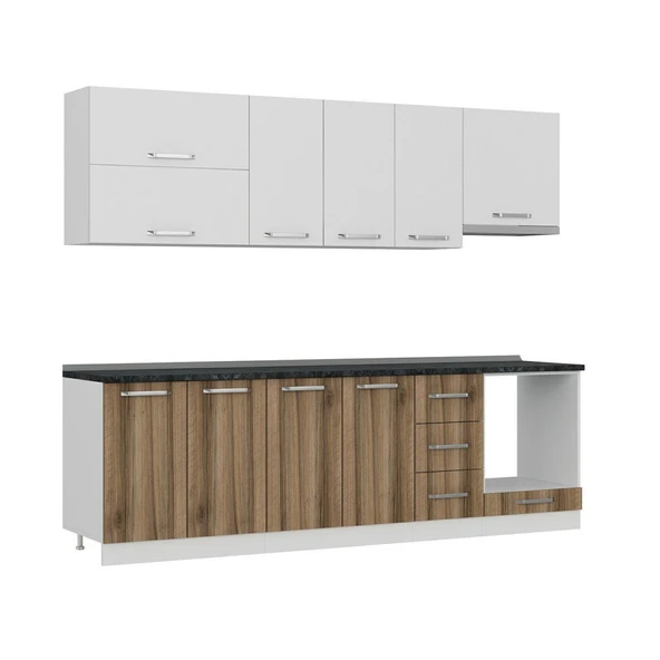 Minar 260 Cm Mutfak Dolabı Beyaz Dore 260-D5 - Resim 3