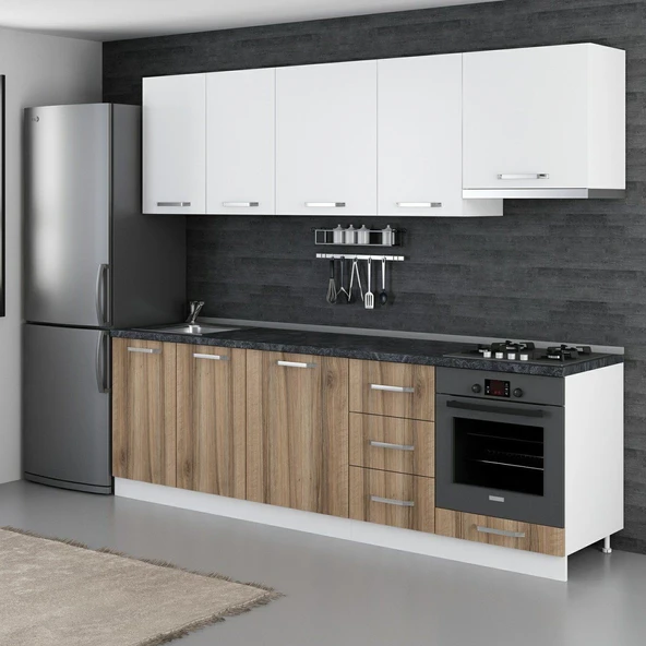 Minar 255 Cm Mutfak Dolabı Beyaz Dore 255-D5 - Resim 5