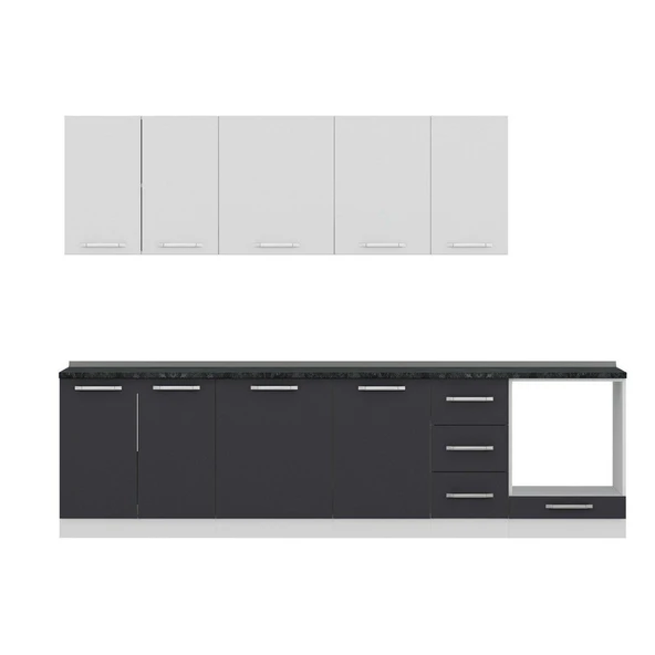 Minar 290 Cm Mutfak Dolabı Beyaz Antrasit 290-A3 - Resim 2