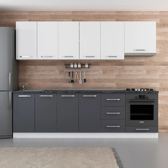 Minar 265 Cm Mutfak Dolabı Beyaz Antrasit 265-A5