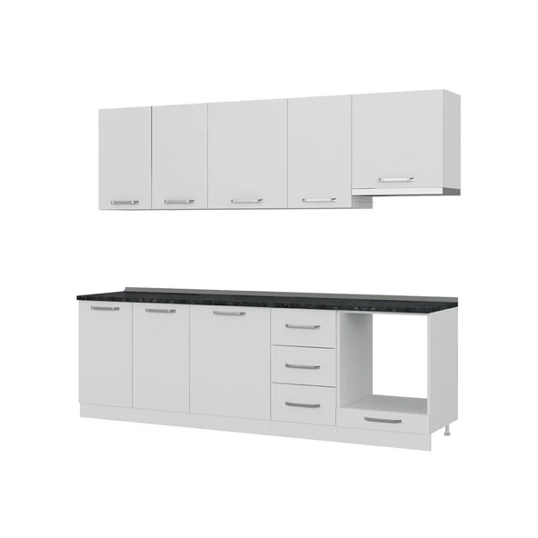 Minar 255 Cm Mutfak Dolabı Beyaz 255-B5 - Resim 4