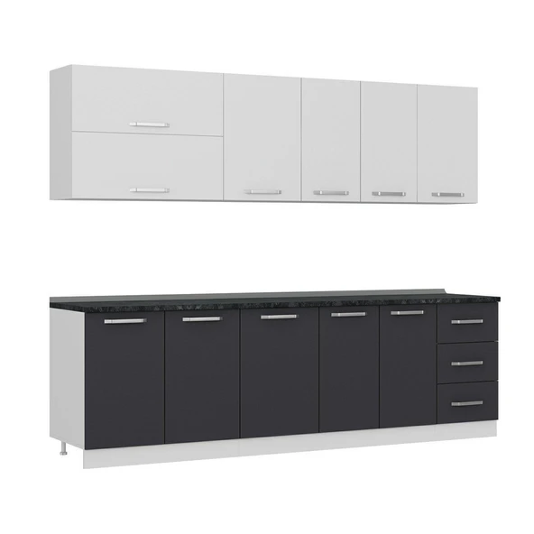 Minar 265 Cm Mutfak Dolabı Beyaz Antrasit 265-A2 - Resim 3