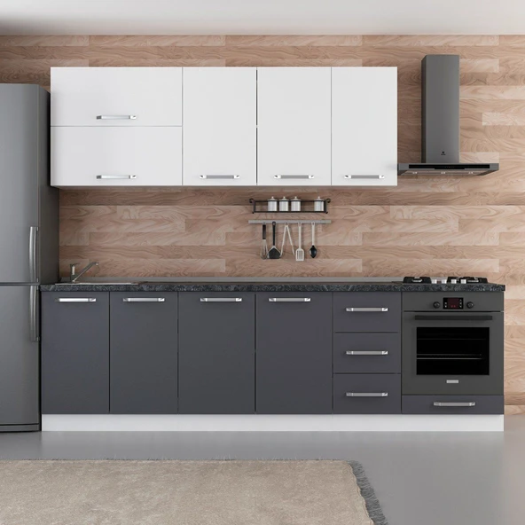 Minar 270 Cm Mutfak Dolabı Beyaz Antrasit 270-A6 ürün görseli