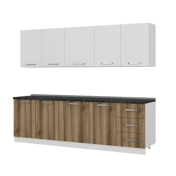 Minar 260 Cm Mutfak Dolabı Beyaz Dore 260-D2 - Resim 4