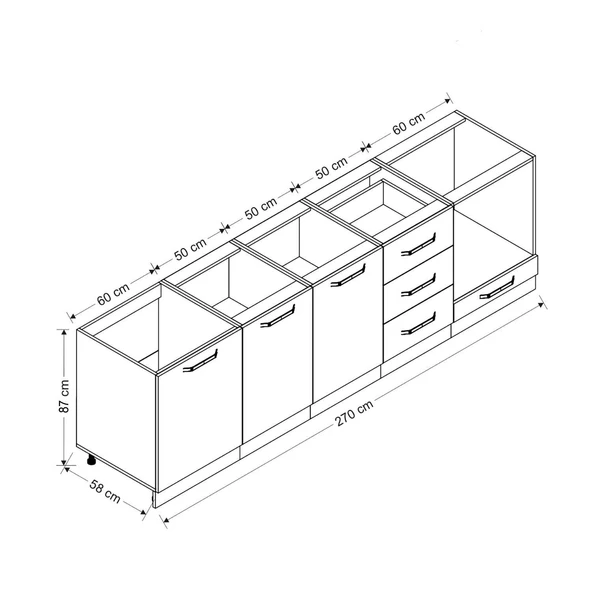 Minar 270 Cm Mutfak Dolabı Beyaz Dore 270-D3 - 8