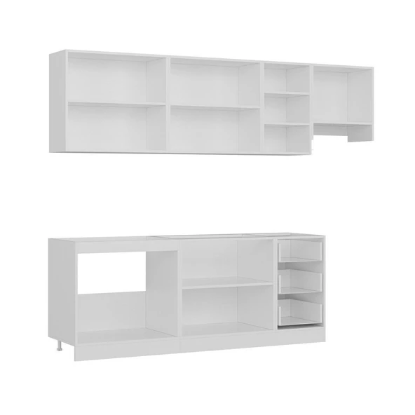 Minar 265 Cm Mutfak Dolabı Beyaz Dore 265-D4 - Resim 6