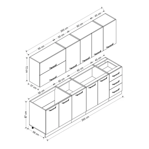 Minar 265 Cm Mutfak Dolabı Beyaz 265-B2 - Resim 8