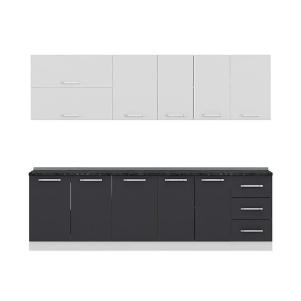 Minar 265 Cm Mutfak Dolabı Beyaz Antrasit 265-A2 - Resim 2