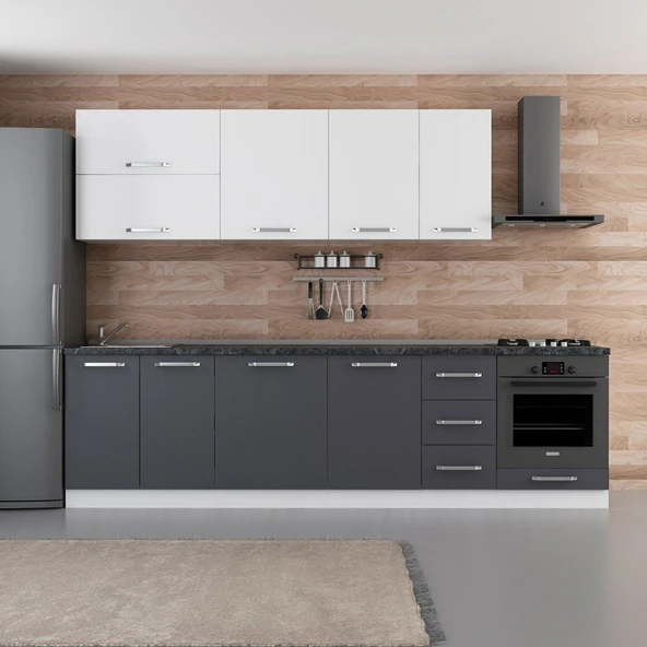 Minar 290 Cm Mutfak Dolabı Beyaz Antrasit 290-A6 ürün görseli