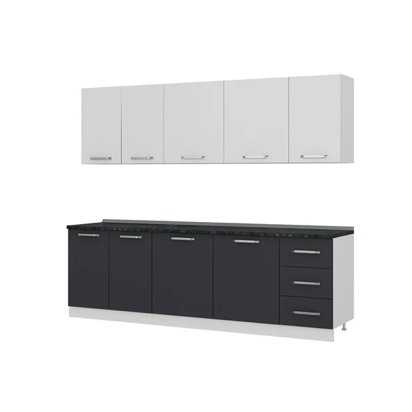 Minar 255 Cm Mutfak Dolabı Beyaz Antrasit 255-A1 - Resim 4