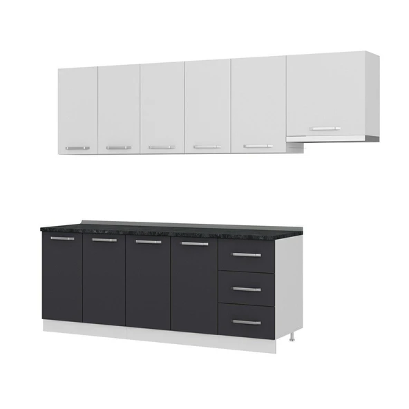 Minar 265 Cm Mutfak Dolabı Beyaz Antrasit 265-A4 - Resim 4