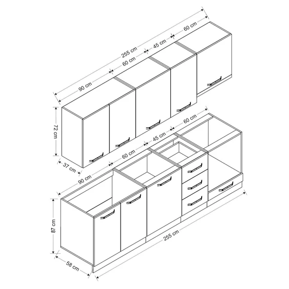 Minar 255 Cm Mutfak Dolabı Beyaz Dore 255-D5 - Resim 8