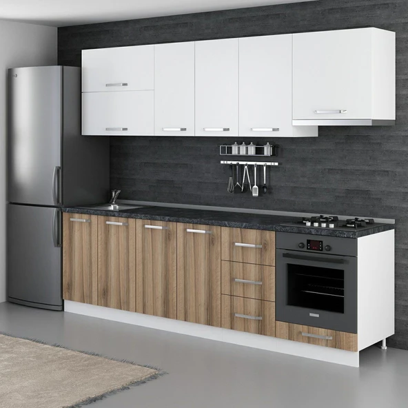 Minar 265 Cm Mutfak Dolabı Beyaz Dore 265-D8 - Resim 5