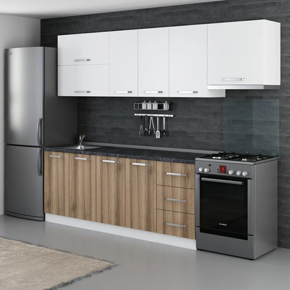 Minar 265 Cm Mutfak Dolabı Beyaz Dore 265-D7 - Resim 5