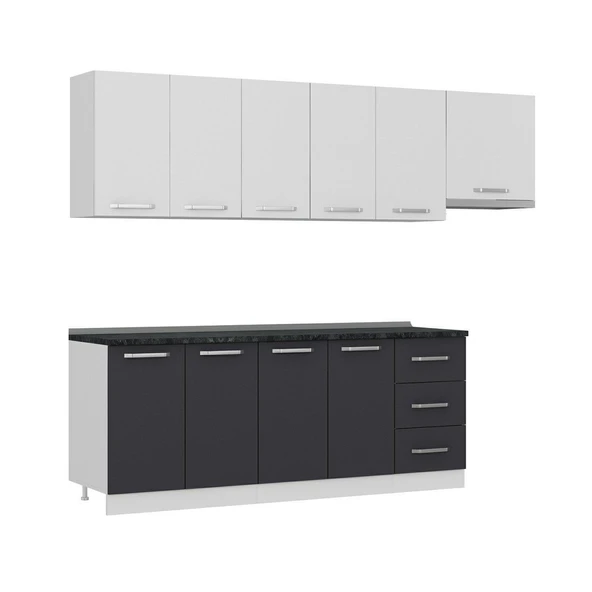 Minar 265 Cm Mutfak Dolabı Beyaz Antrasit 265-A4 - Resim 3