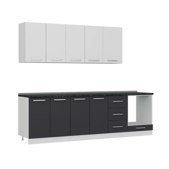 Minar 265 Cm Mutfak Dolabı Beyaz Antrasit 265-A3 - 3