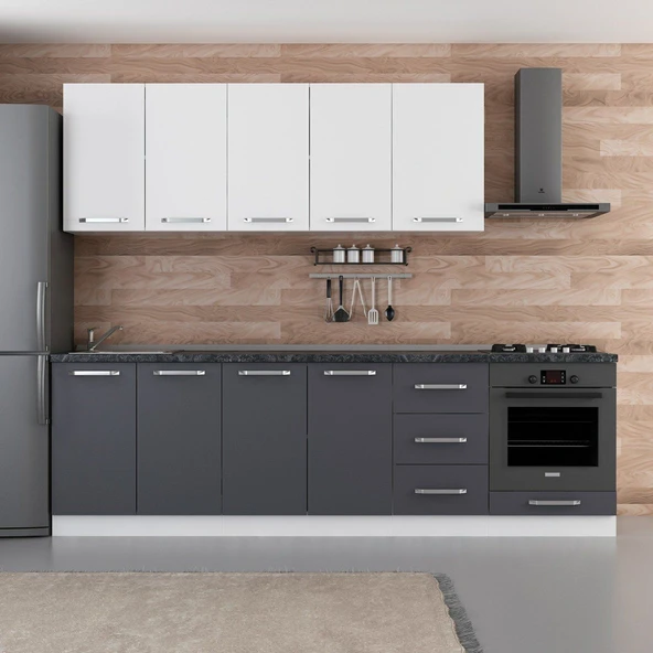 Minar 265 Cm Mutfak Dolabı Beyaz Antrasit 265-A3