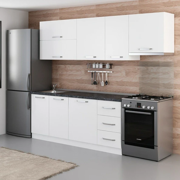 Minar 255 Cm Mutfak Dolabı Beyaz 255-B7 - Resim 5