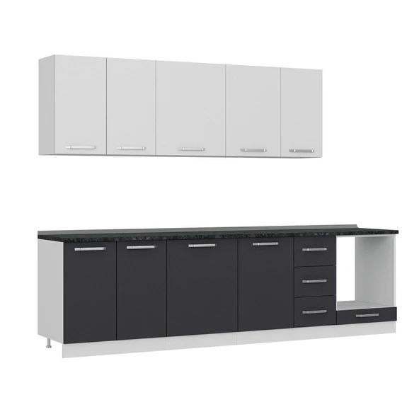 Minar 290 Cm Mutfak Dolabı Beyaz Antrasit 290-A3 - Resim 3