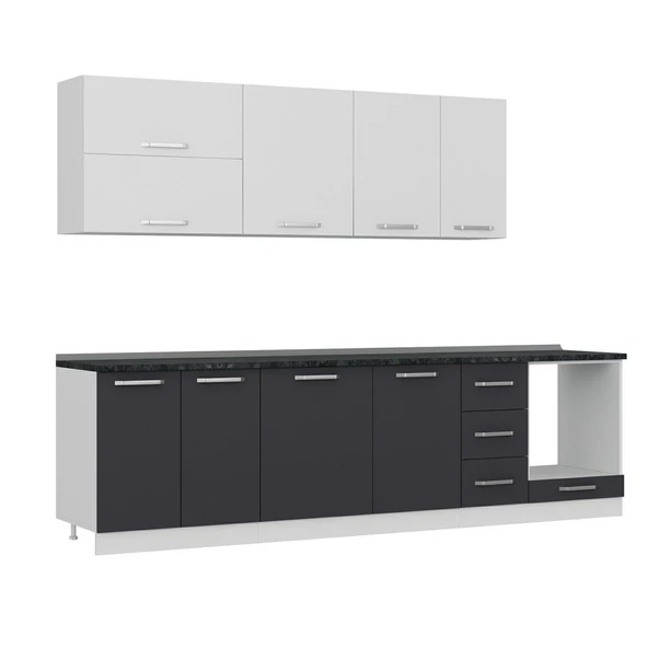 Minar 290 Cm Mutfak Dolabı Beyaz Antrasit 290-A6 - Resim 3