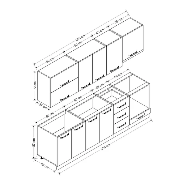 Minar 265 Cm Mutfak Dolabı Beyaz Dore 265-D8 - Resim 8