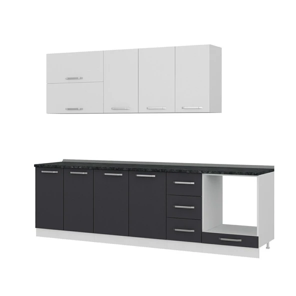 Minar 270 Cm Mutfak Dolabı Beyaz Antrasit 270-A6 - Resim 4