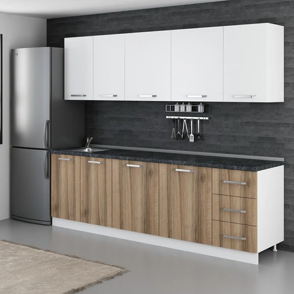 Minar 255 Cm Mutfak Dolabı Beyaz Dore 255-D1 - Resim 5