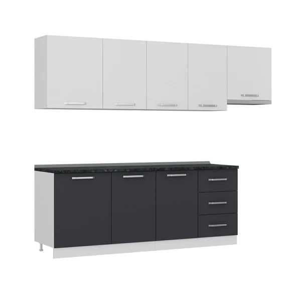 Minar 270 Cm Mutfak Dolabı Beyaz Antrasit 270-A4 - Resim 3