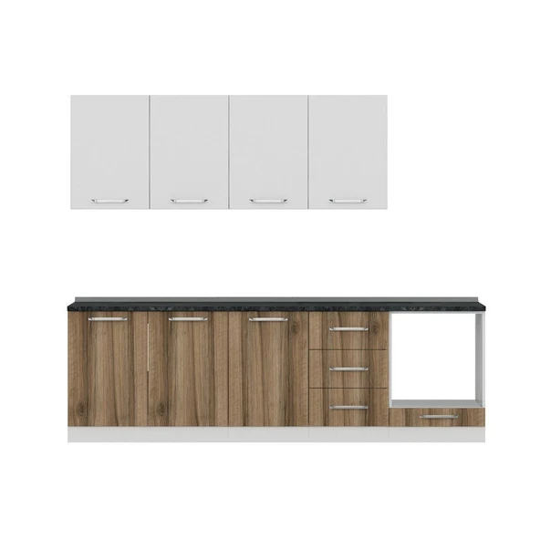 Minar 260 Cm Mutfak Dolabı Beyaz Dore 260-D6 - Resim 2